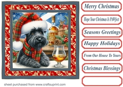 Christmas Scottish terrier with whisky card front 6