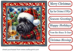 Christmas Scottish terrier with whisky card front 7