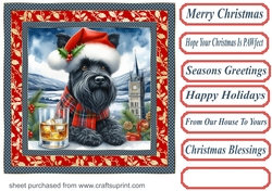 Christmas Scottish terrier with whisky card front 8
