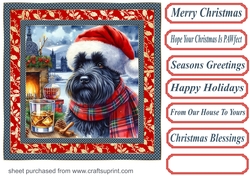 Christmas Scottish terrier with whisky card front 9
