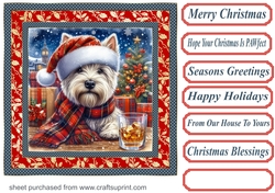 Christmas Westie with whisky card front 2