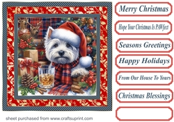 Christmas Westie with whisky card front 3