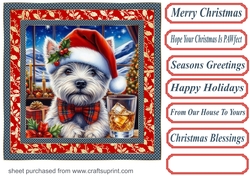 Christmas Westie with whisky card front 5