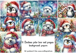 10 Polar bear and penguin backgrounds kit(jpeg)