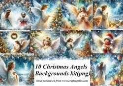 10 Christmas Angel backgrounds (png) kit
