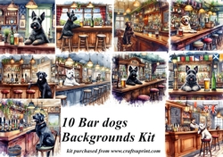 Dog in bar backgrounds kit(png)