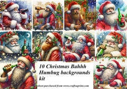 10 Christmas Bahhhh Humbug backgrounds kit(png)