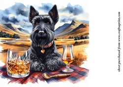 Scottie with whisky background 2