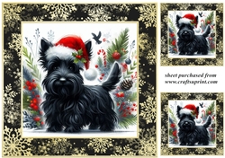 3 Whimsical Christmas Scottie card front/toppers 1