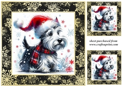 3 Whimsical Christmas Scottie card front/toppers 2