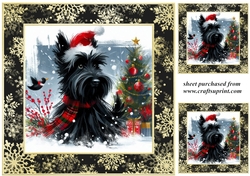3 Whimsical Christmas Scottie card front/toppers 3