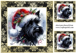 3 Whimsical Christmas Scottie card front/toppers 4