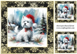 3 Whimsical Christmas Westie card front/toppers 1