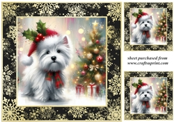 3 Whimsical Christmas Westie card front/toppers 2