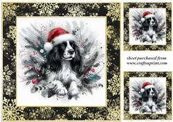 3 Christmas whimsical black and white Springer Spaniel card front/toppers 4