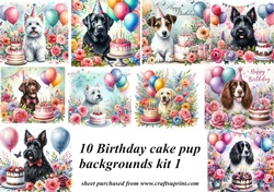 10 Birthday cake pup backgrounds kit 1