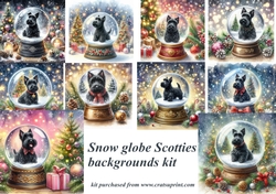 Christmas snow globe Scottie backgrounds kit