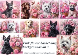 Pink floral basket dog backgrounds kit 3