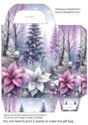 Lilac and silver Christmas scene gift bag 1