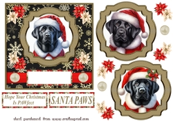 Black Labrador Santa card front