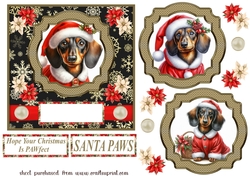 Dachshund Santa card front