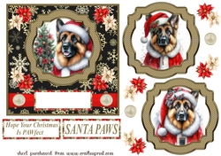 German Shepherd Santa card front