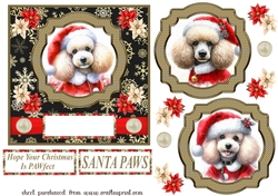 Poodle Santa card front