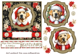 Yellow Labrador Santa card front