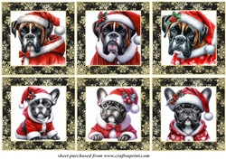 Boxer and Frenchie Santa toppers