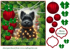 Christmas tree light pup card front 10