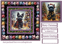Scottie Christmas fairy light card front 1