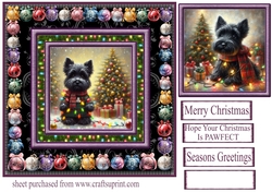 Scottie Christmas fairy light card front 2