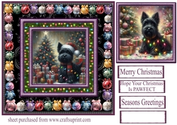 Scottie Christmas fairy light card front 4