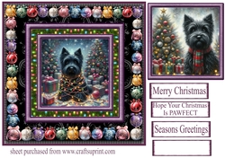 Scottie Christmas fairy light card front 5