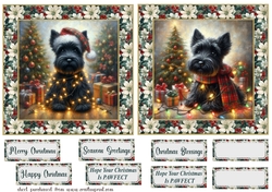 2 Framed Christmas lights Scottie card fronts 5