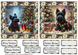 2 Framed Christmas lights Scottie card fronts 7
