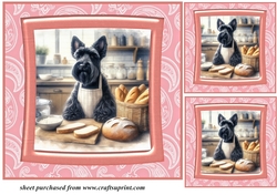 3 Baking Scottish terrier card front/toppers 3