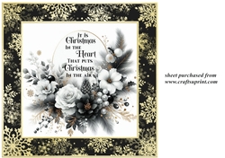 Black and gold floral Christmas insert with verse 1