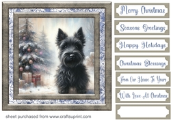 Christmas snowflake Scottie card front 1