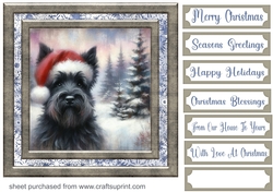 Christmas snowflake Scottie card front 6