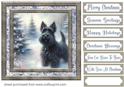 Christmas snowflake Scottie card front 8