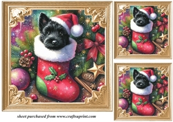 3 Christmas stocking Scottie card fronts/toppers 2