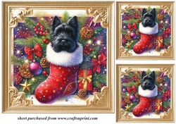 3 Christmas stocking Scottie card fronts/toppers 4