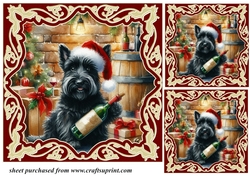 3 Christmas wine cellar pup card front/toppers 1