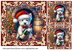 3 Christmas wine cellar pup card front/toppers 3