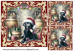 3 Christmas wine cellar pup card front/toppers 6