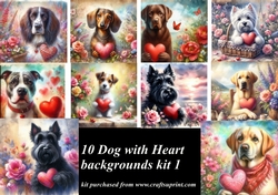 Dog with heart backgrounds kit 1