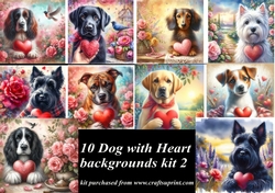 Dog with heart backgrounds kit 2