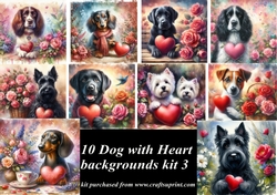 Dog with heart backgrounds kit 3