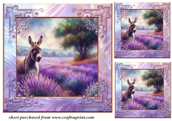 3 Lavender donkey card front/toppers 5